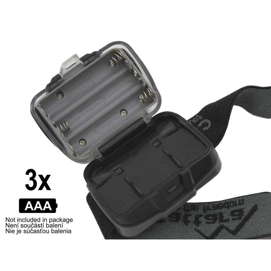 LED otsalamppu LED/3xAAA musta