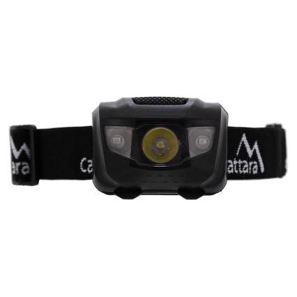 LED Otsalamppu punaisella valolla LED/3W/3xAAA IP44 musta