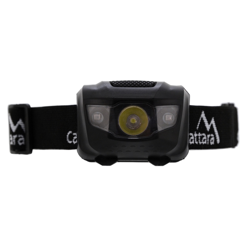 LED Otsalamppu punaisella valolla LED/3W/3xAAA IP44 musta