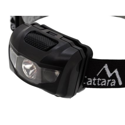 LED Otsalamppu punaisella valolla LED/3W/3xAAA IP44 musta