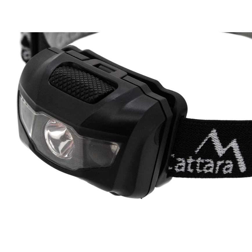 LED Otsalamppu punaisella valolla LED/3W/3xAAA IP44 musta