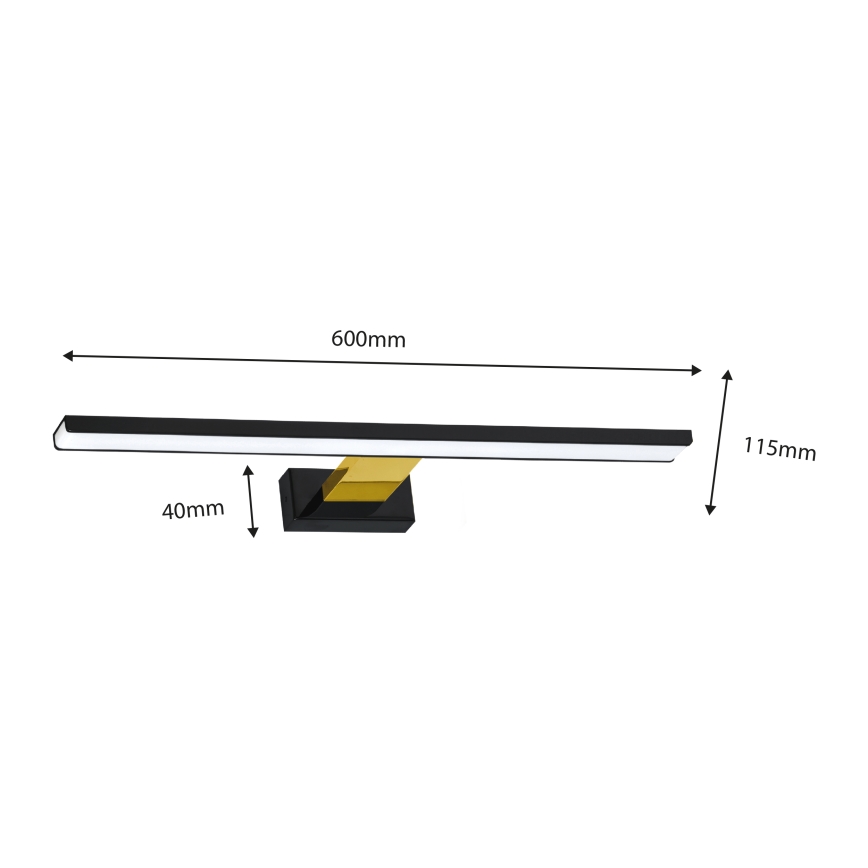 LED-peilivalot kylpyhuoneeseen SHINE LED/13,8W/230V IP44 musta/gold