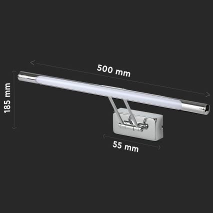 LED-peilivalot LED/9W/230V 3000K 50cm kiiltävä kromi
