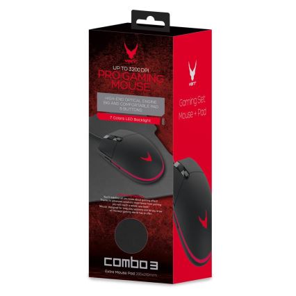 LED pelihiiri tyynyllä VARR 1000/1600/2400/3200 DPI