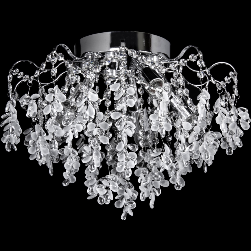 LED-pinta-asennettava kattokruunu 4xE27/60W/230V + 4xLED/3W Ø 40 cm kiiltävä kromi