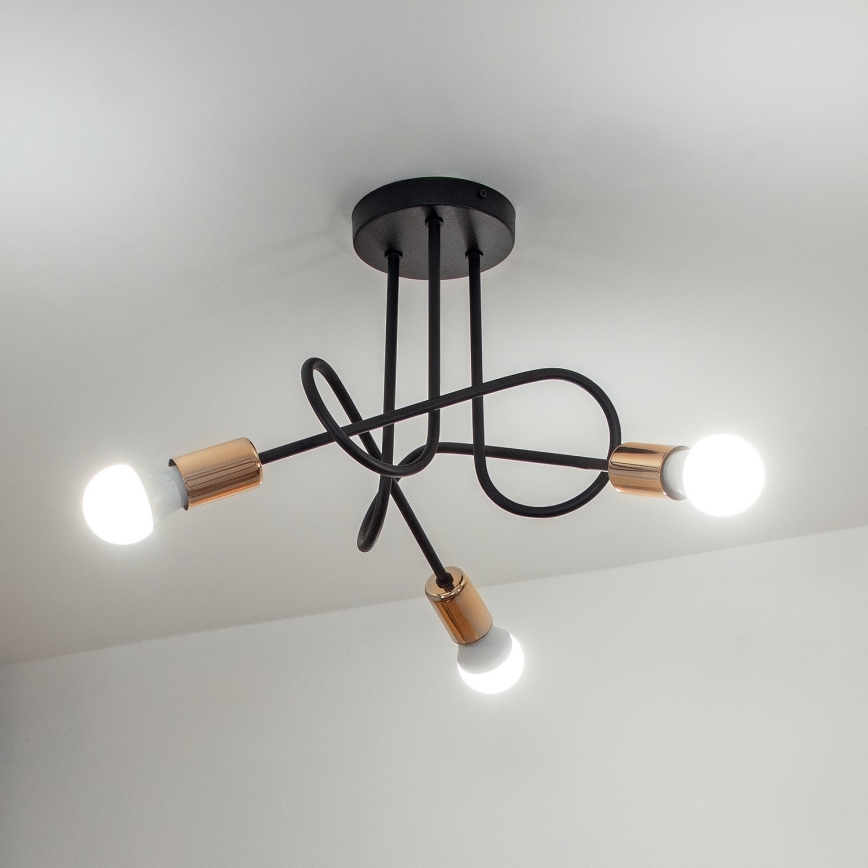 LED-pinta-asennettava kattovalaisin OXFORD 3xE27/15W/230V musta