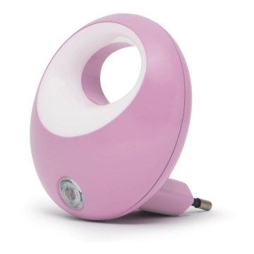 LED Pistorasian suuntavalo anturilla LED/1W/230V vaaleanpunainen