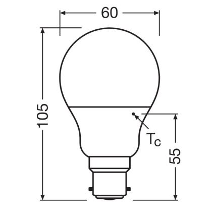 LED-polttimo A60 B22d/8,5W/230V 2700K - Osram
