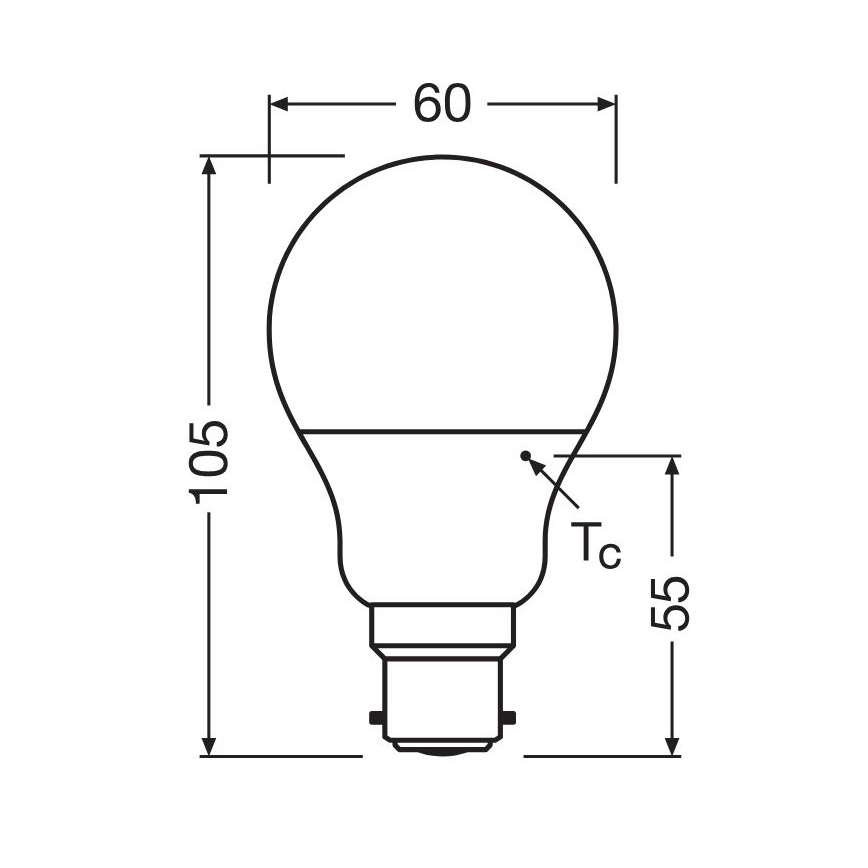 LED-polttimo A60 B22d/8,5W/230V 2700K - Osram