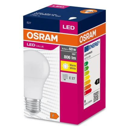 LED-polttimo A60 E27/8,5W/230V 2700K - Osram