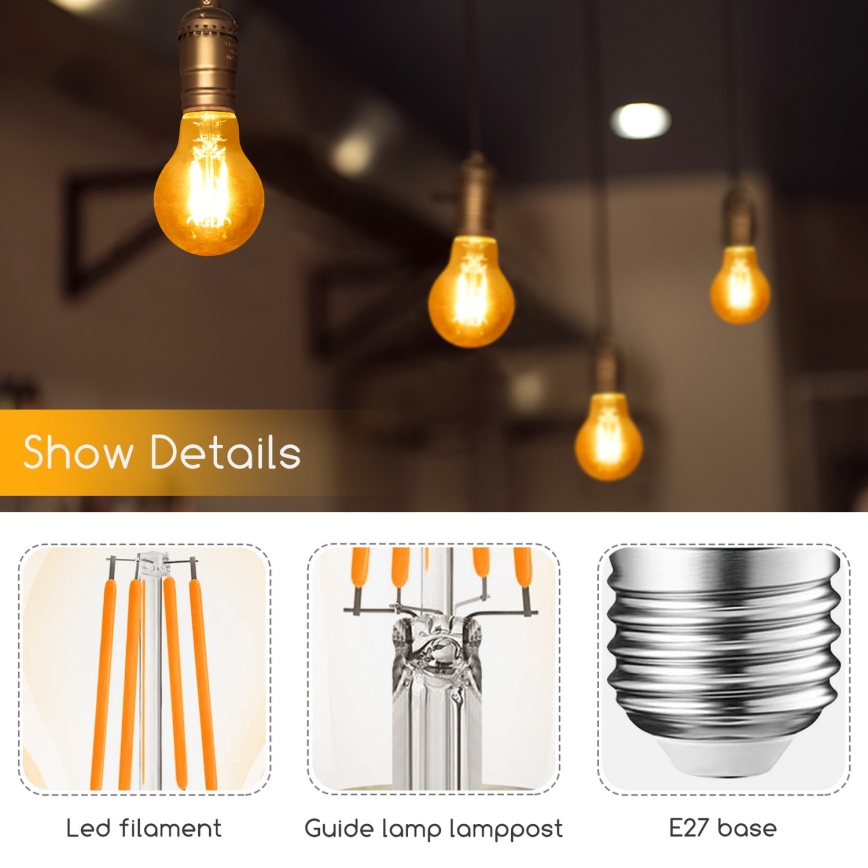 LED Polttimo A60 E27/8W/230V 2200K - Aigostar