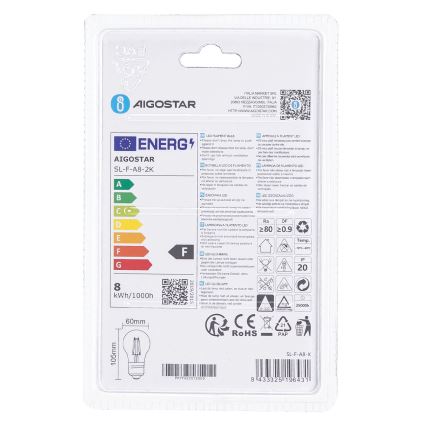 LED Polttimo A60 E27/8W/230V 2200K - Aigostar