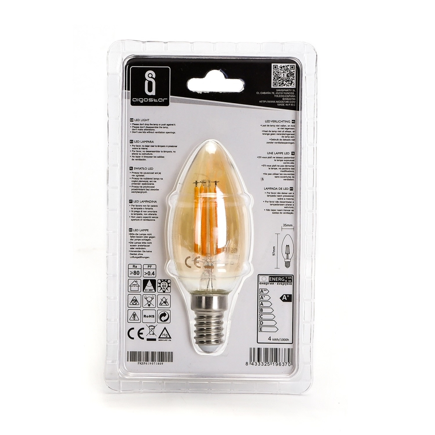 LED Polttimo C35 E14/4W/230V 2200K - Aigostar