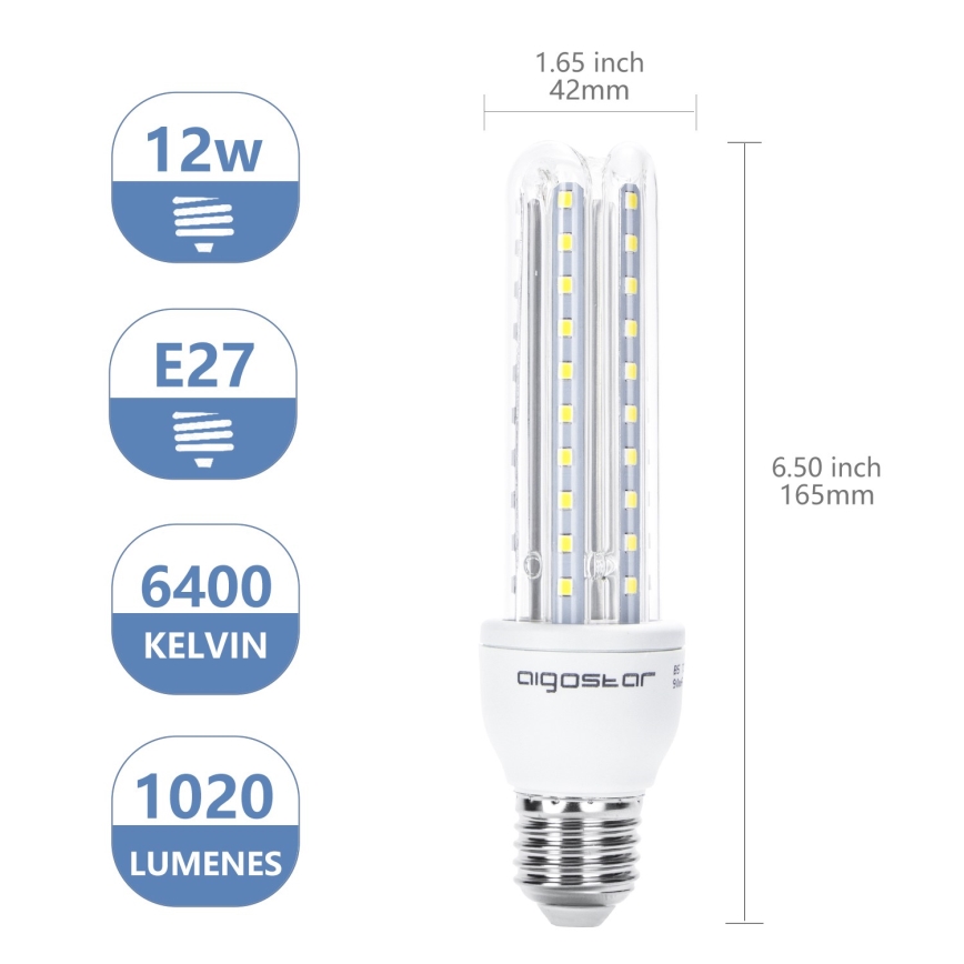 LED-polttimo E27/12W/230V 6500K - Aigostar