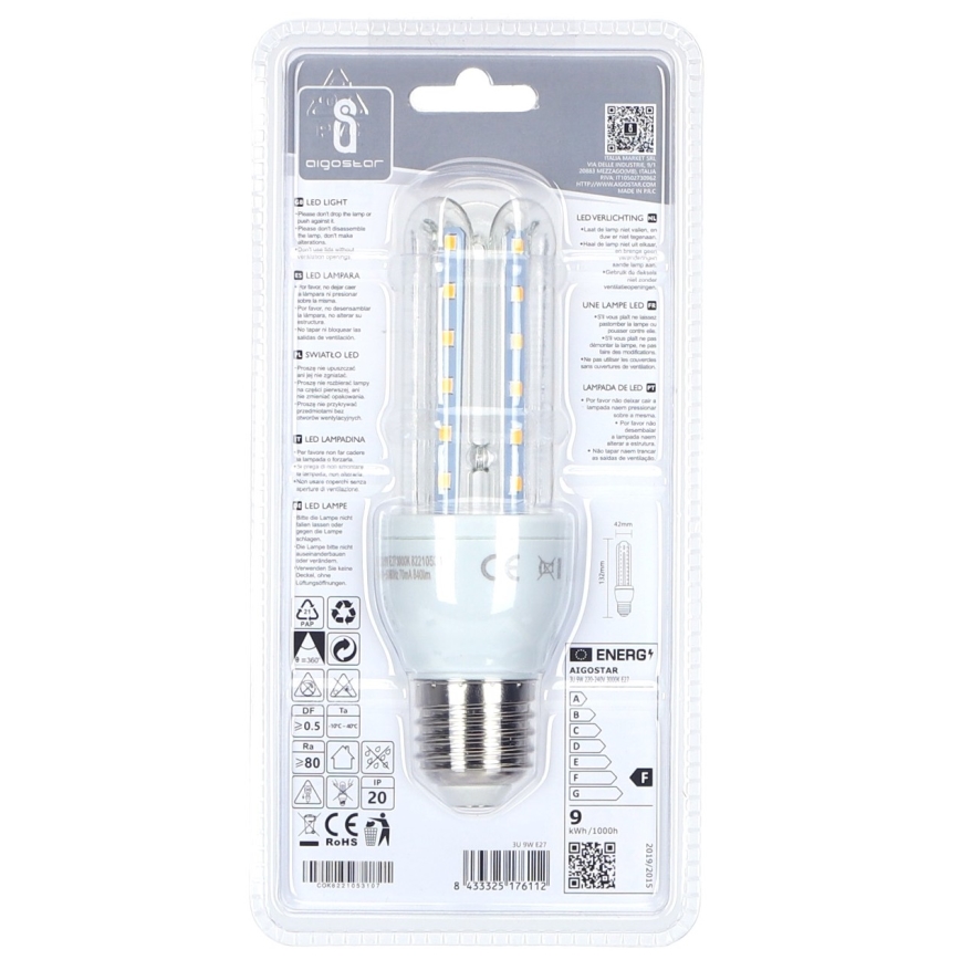LED Polttimo E27/9W/230V 3000K - Aigostar