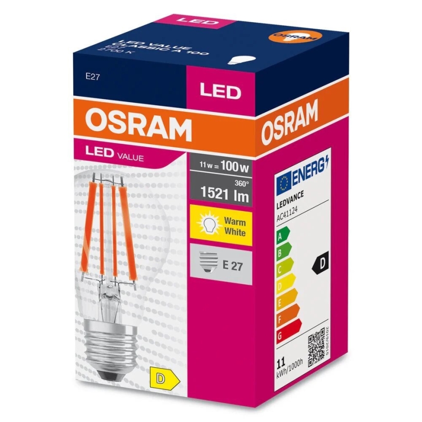 LED-polttimo FILAMENT A100 E27/11W/230V 2700K - Osram