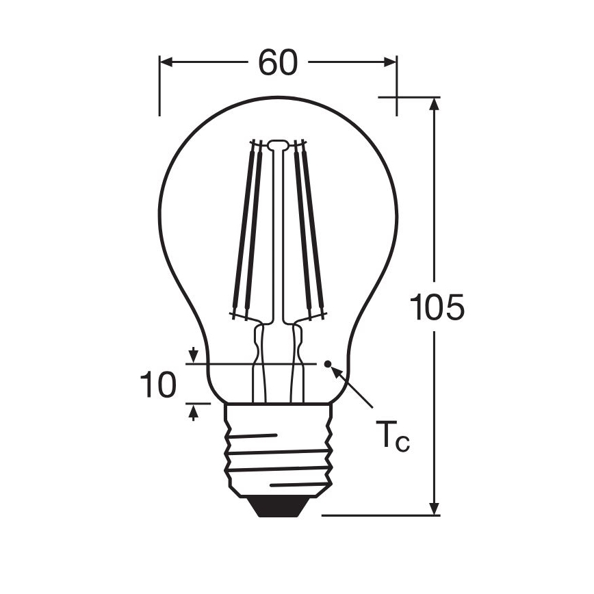 LED-polttimo FILAMENT A60 E27/6,5W/230V 4000K - Osram