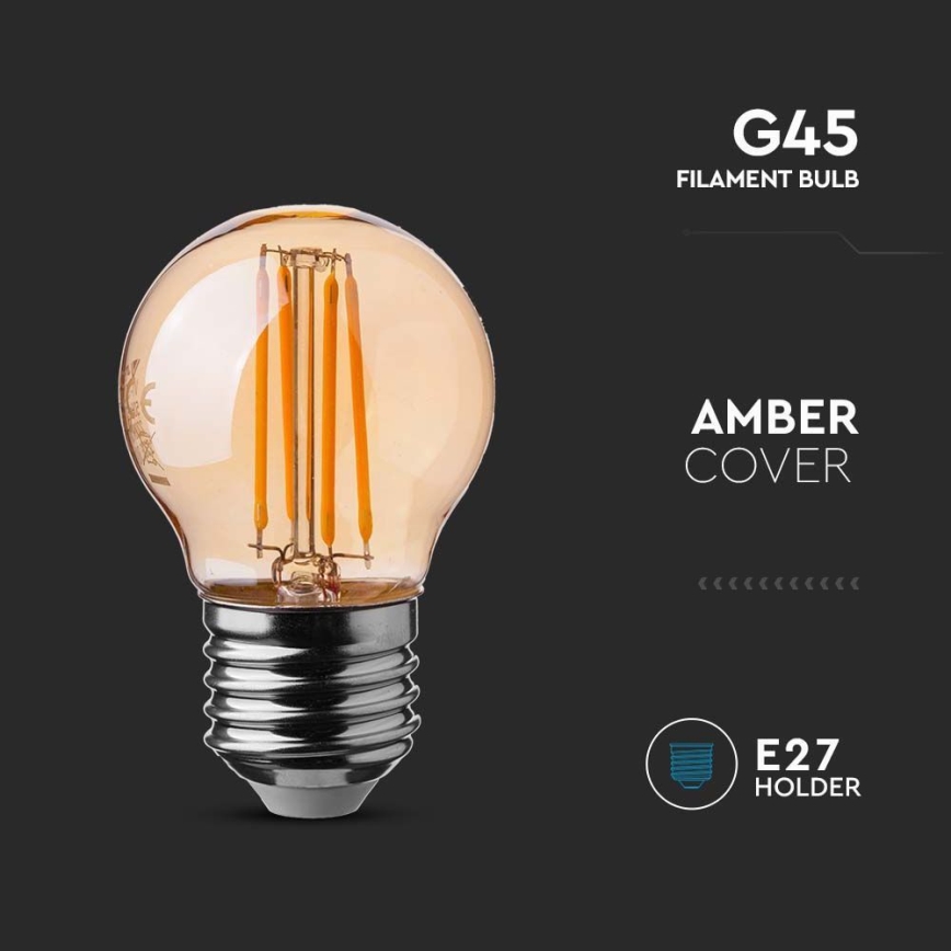 LED-polttimo FILAMENT AMBER G45 E27/4W/230V 2200K