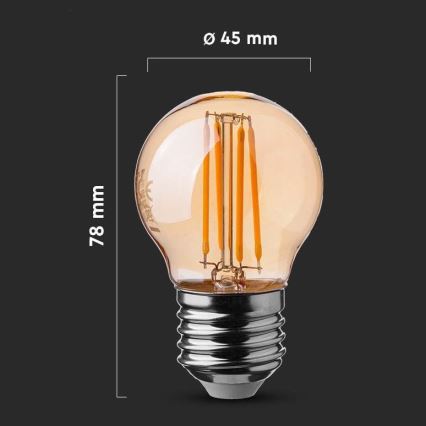 LED-polttimo FILAMENT AMBER G45 E27/4W/230V 2200K