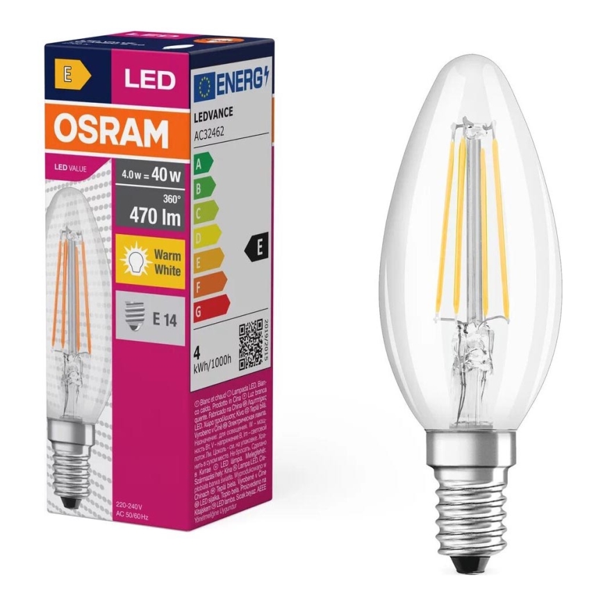LED-polttimo FILAMENT B40 E14/4W/230V 2700K - Osram