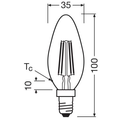 LED-polttimo FILAMENT B40 E14/4W/230V 2700K - Osram
