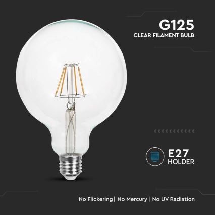 LED-polttimo FILAMENT G125 E27/12W/230V 3000K