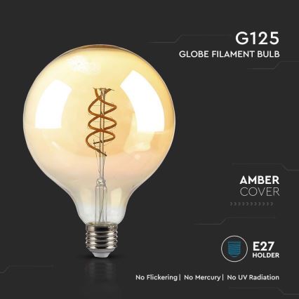 LED-polttimo FILAMENT G125 E27/6W/230V 1800K
