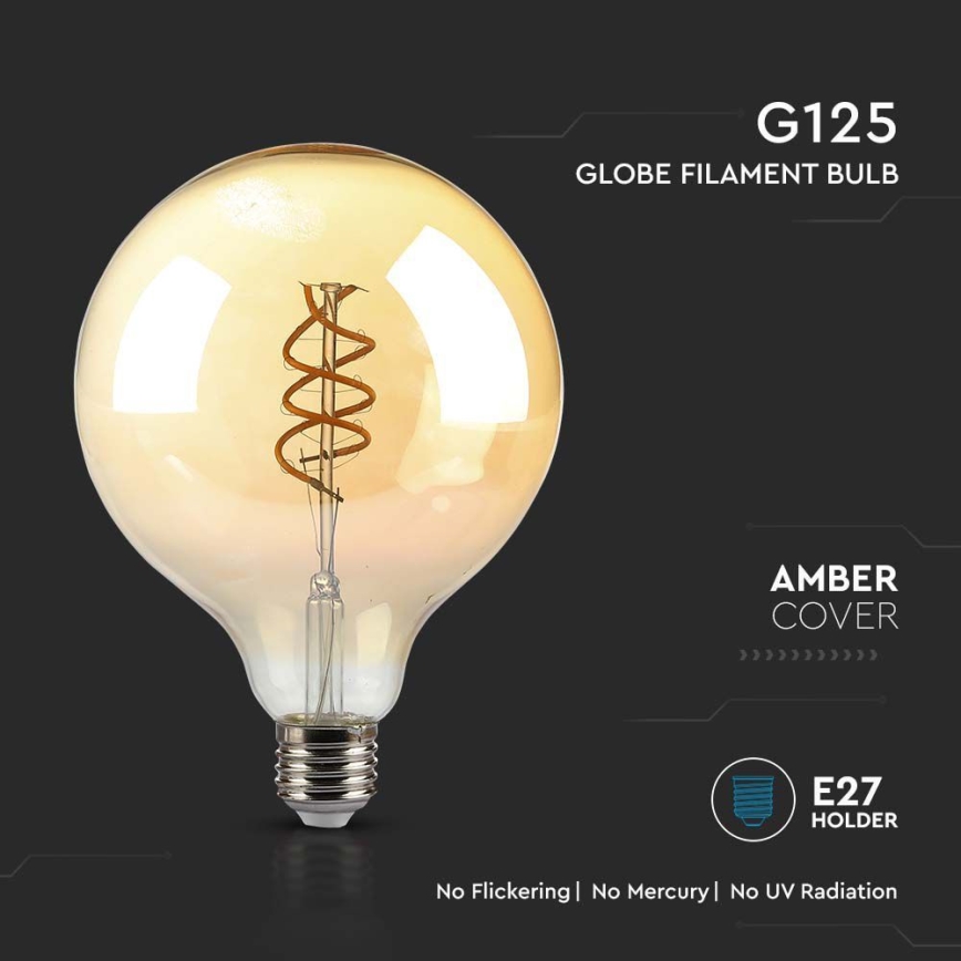 LED-polttimo FILAMENT G125 E27/6W/230V 1800K