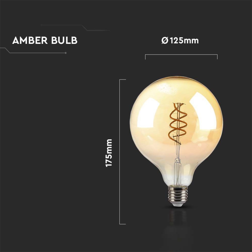 LED-polttimo FILAMENT G125 E27/6W/230V 1800K