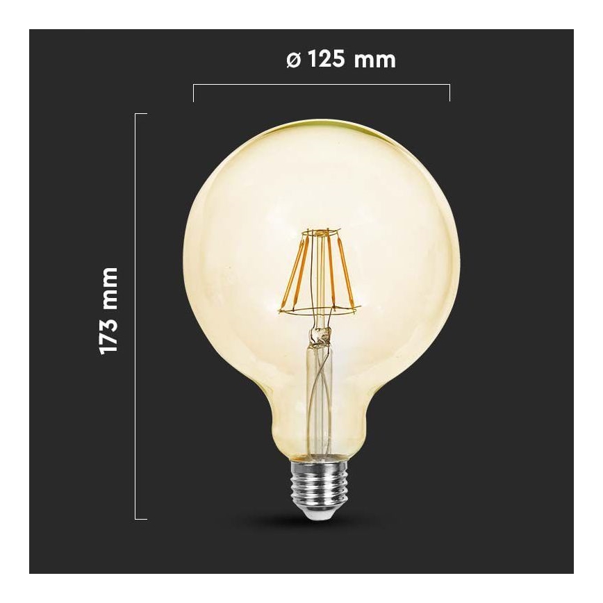 LED-polttimo FILAMENT G125 E27/6W/230V 2200K
