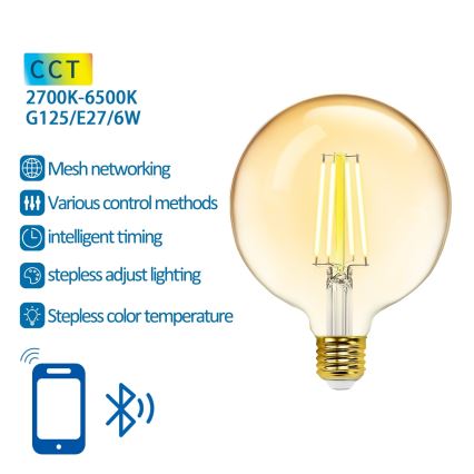 Himmennettävä LED-polttimo FILAMENT MESH Älykäs G125 E27/6W/230V 2700-6500K - Aigostar