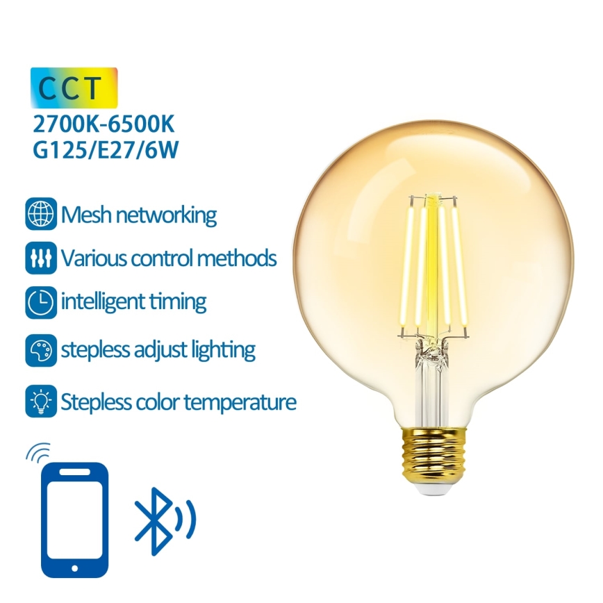 Himmennettävä LED-polttimo FILAMENT MESH Älykäs G125 E27/6W/230V 2700-6500K - Aigostar