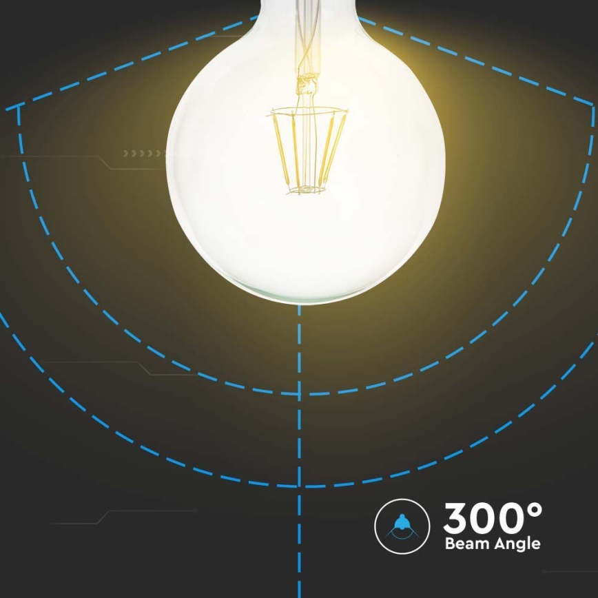 LED-polttimo FILAMENT G125 E27/6W/230V 3000K