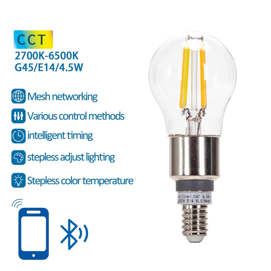Himmennettävä LED-polttimo FILAMENT MESH Älykäs G45 E14/4,5W/230V 2700-6500K - Aigostar