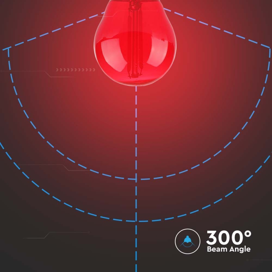 LED-polttimo FILAMENT G45 E27/2W/230V punainen