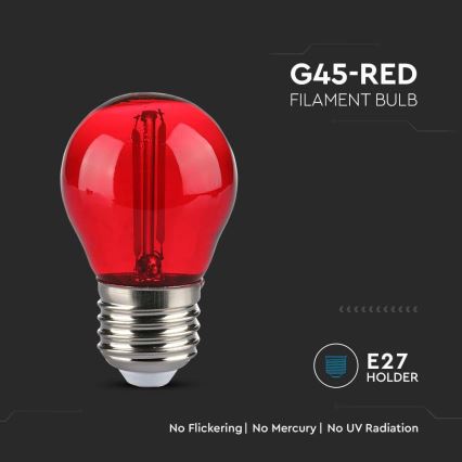 LED-polttimo FILAMENT G45 E27/2W/230V punainen
