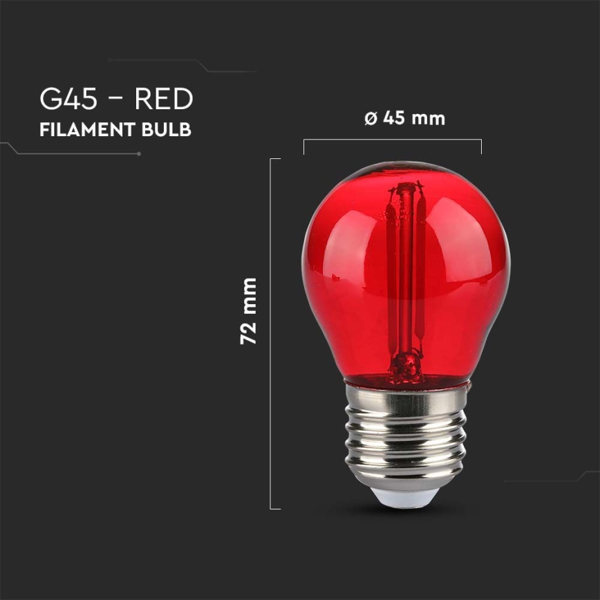 LED-polttimo FILAMENT G45 E27/2W/230V punainen