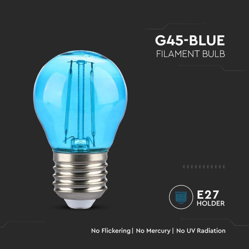 LED-polttimo FILAMENT G45 E27/2W/230V sininen