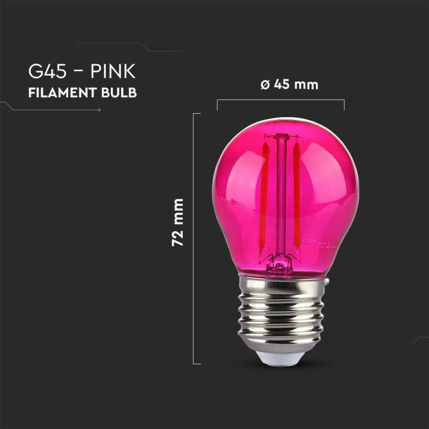 LED-polttimo FILAMENT G45 E27/2W/230V vaaleanpunainen