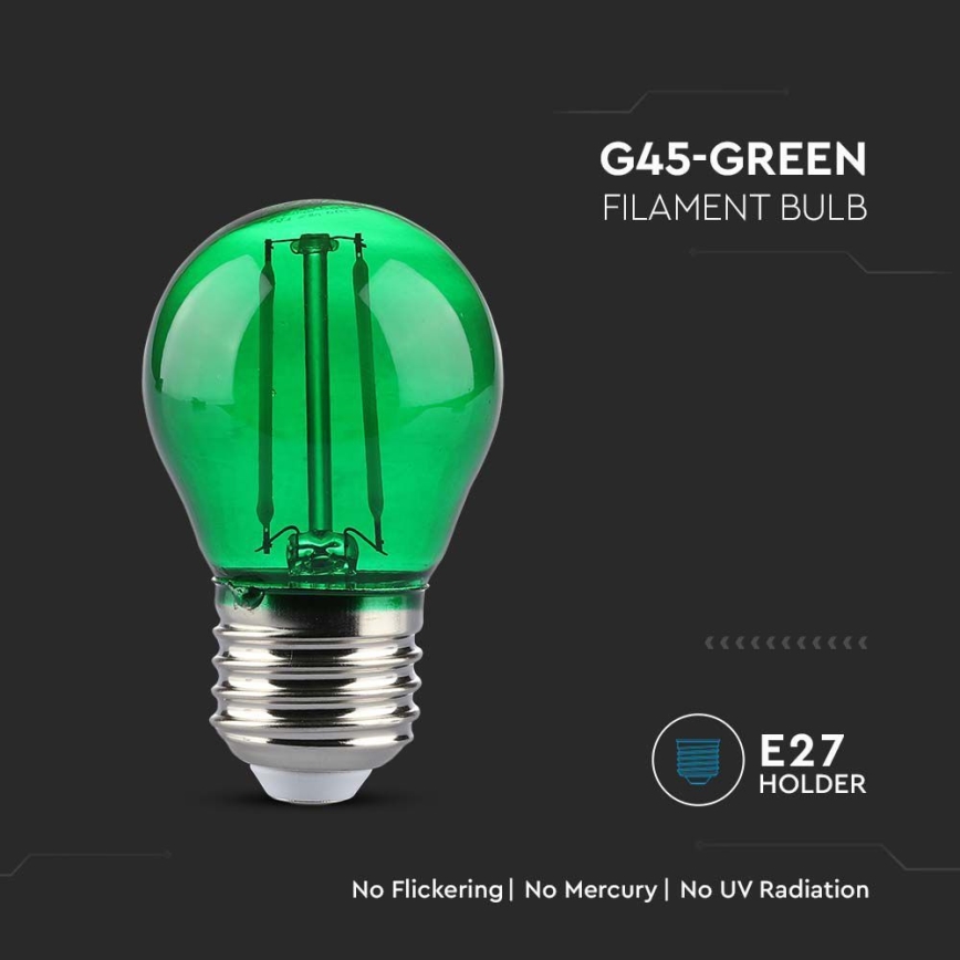 LED-polttimo FILAMENT G45 E27/2W/230V vihreä