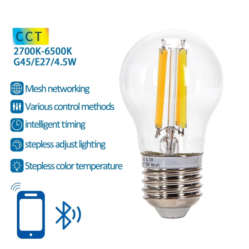 Himmennettävä LED-polttimo FILAMENT MESH Älykäs G45 E27/4,5W/230V 2700-6500K - Aigostar