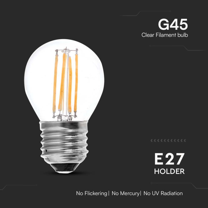 LED-polttimo FILAMENT G45 E27/6W/230V 3000K