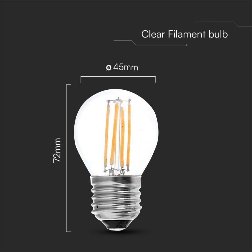 LED-polttimo FILAMENT G45 E27/6W/230V 3000K