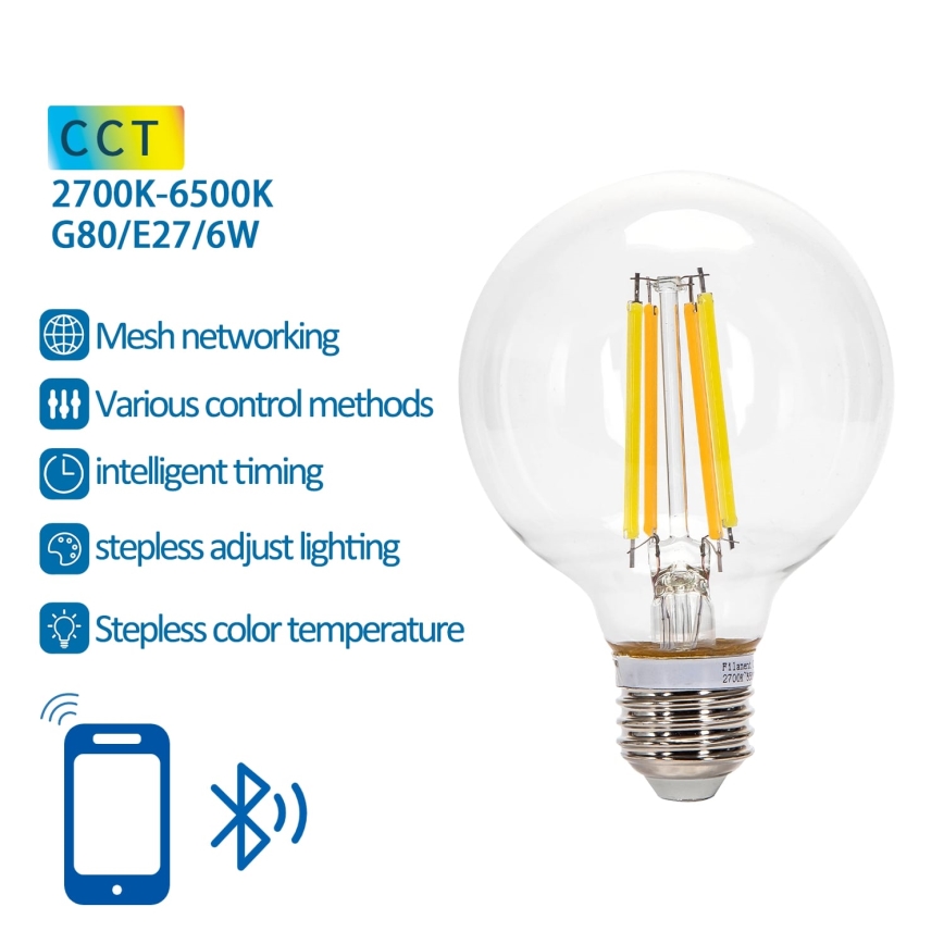 Himmennettävä LED-polttimo FILAMENT MESH Älykäs G80 E27/6W/230V 2700-6500K - Aigostar