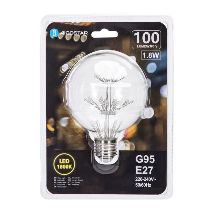 LED-polttimo FILAMENT G95 E27/1,8W/230V 1800K - Aigostar