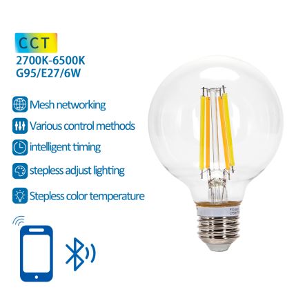 Himmennettävä LED-polttimo FILAMENT MESH Älykäs G95 E27/6W/230V 2700-6500K - Aigostar