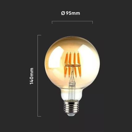 LED-polttimo FILAMENT G95 E27/8W/230V 2200K