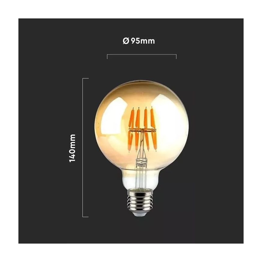 LED-polttimo FILAMENT G95 E27/8W/230V 2200K