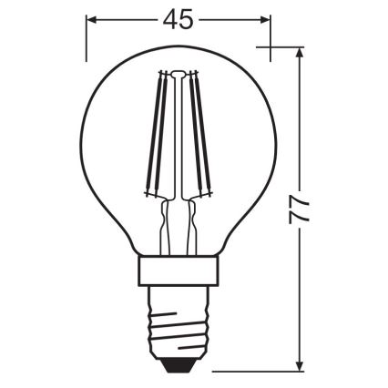 LED-polttimo FILAMENT P40 E14/4W/230V 2700K - Osram