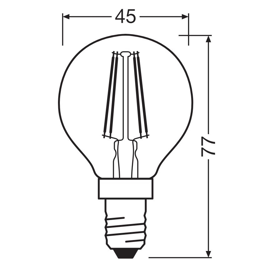 LED-polttimo FILAMENT P40 E14/4W/230V 2700K - Osram